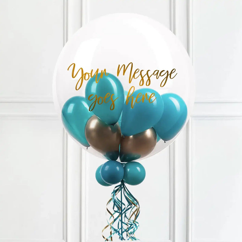 Personalised Bubble Balloon in a Box – Aquamarine None Personalised Balloons