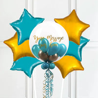 Personalised Bubble Balloon in a Box – Aquamarine 6 Extra Balloons Personalised Balloons