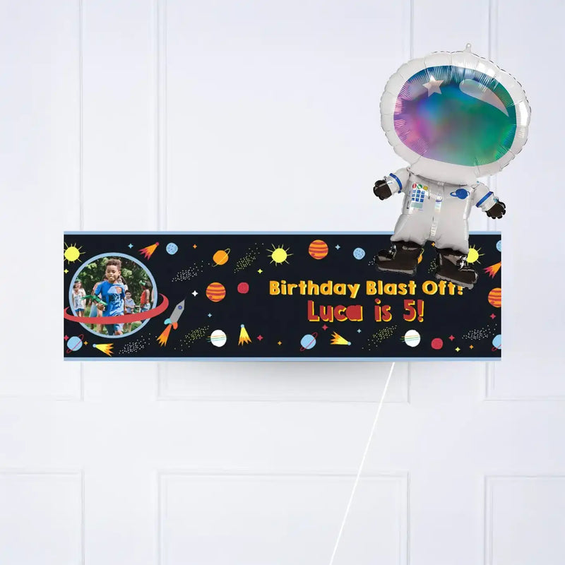 Space Blast Personalised Party Banner Yes Yes add balloon Personalised Banner