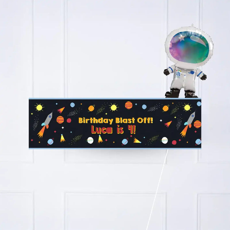 Space Blast Personalised Party Banner No Yes add balloon Personalised Banner