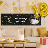 Black & Gold 18th Personalised Party Banner Personalised Banner