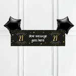 Black & Gold 21st Birthday Personalised Party Banner No 2 Balloons Personalised Banner