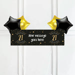 Black & Gold 21st Birthday Personalised Party Banner No 4 Balloons Personalised Banner