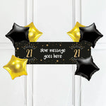 Black & Gold 21st Birthday Personalised Party Banner No 6 Balloons Personalised Banner