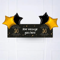 Black & Gold 30th Birthday Personalised Party Banner No 4 Balloons Personalised Banner