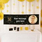 Black & Gold 50th Birthday Personalised Party Banner Personalised Banner
