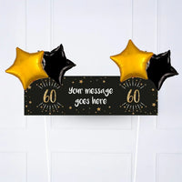 Black & Gold 60th Birthday Personalised Party Banner No 4 Balloons Personalised Banner