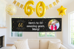 Black & Gold 60th Birthday Personalised Party Banner Personalised Banner
