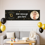 Black & Gold Any Age Personalised Party Banner Personalised Banner