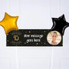 Black & Gold Any Age Personalised Party Banner Yes 2 Balloons Personalised Banner