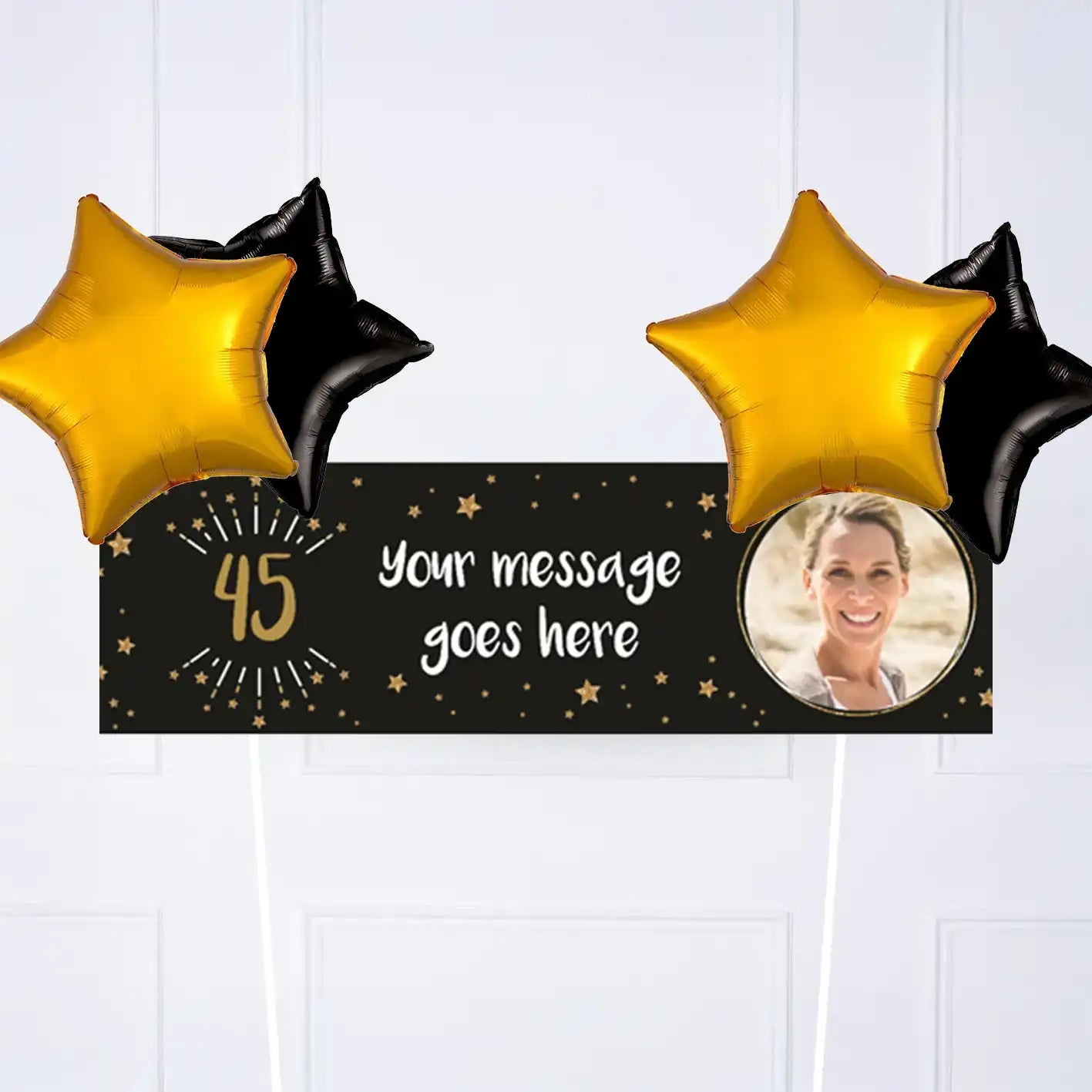 Black & Gold Any Age Personalised Party Banner