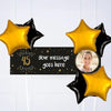 Black & Gold Any Age Personalised Party Banner Yes 6 Balloons Personalised Banner