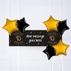 Black & Gold Any Age Personalised Party Banner No 6 Balloons Personalised Banner