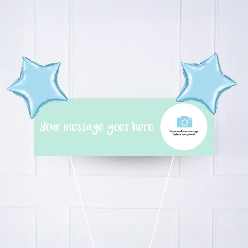 Coloured Personalised Party Banner Blue 2 Balloons Personalised Banner