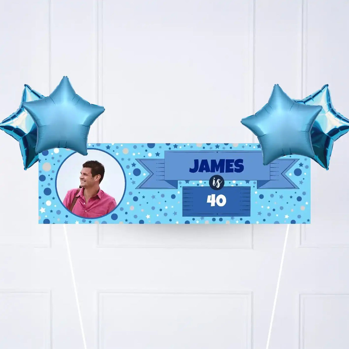Blue Age Personalised Party Banner Yes 4 Balloons Personalised Banner