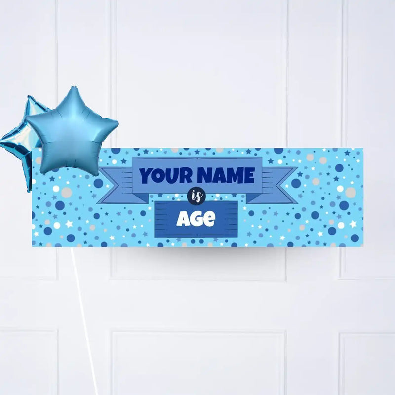 Blue Age Personalised Party Banner No 2 Balloons Personalised Banner