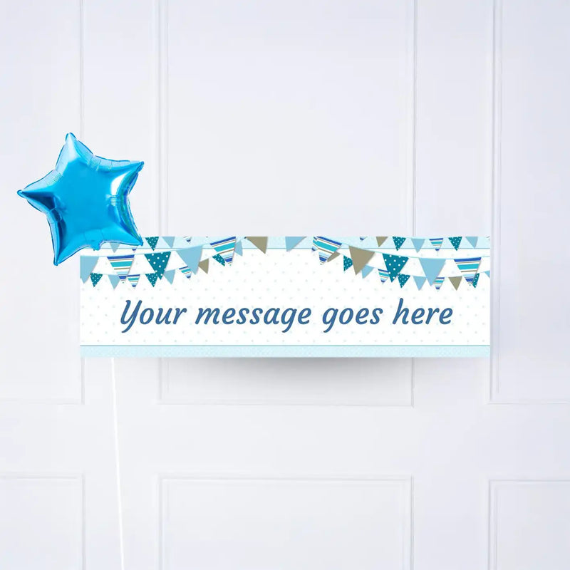 Blue Bunting Personalised Party Banner No 1 Balloon Personalised Banner