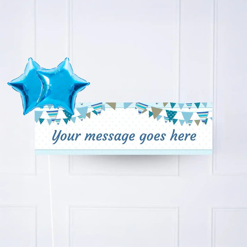 Blue Bunting Personalised Party Banner No 2 Balloons Personalised Banner