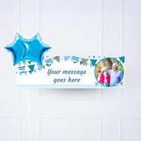 Blue Bunting Personalised Party Banner Yes 2 Balloons Personalised Banner