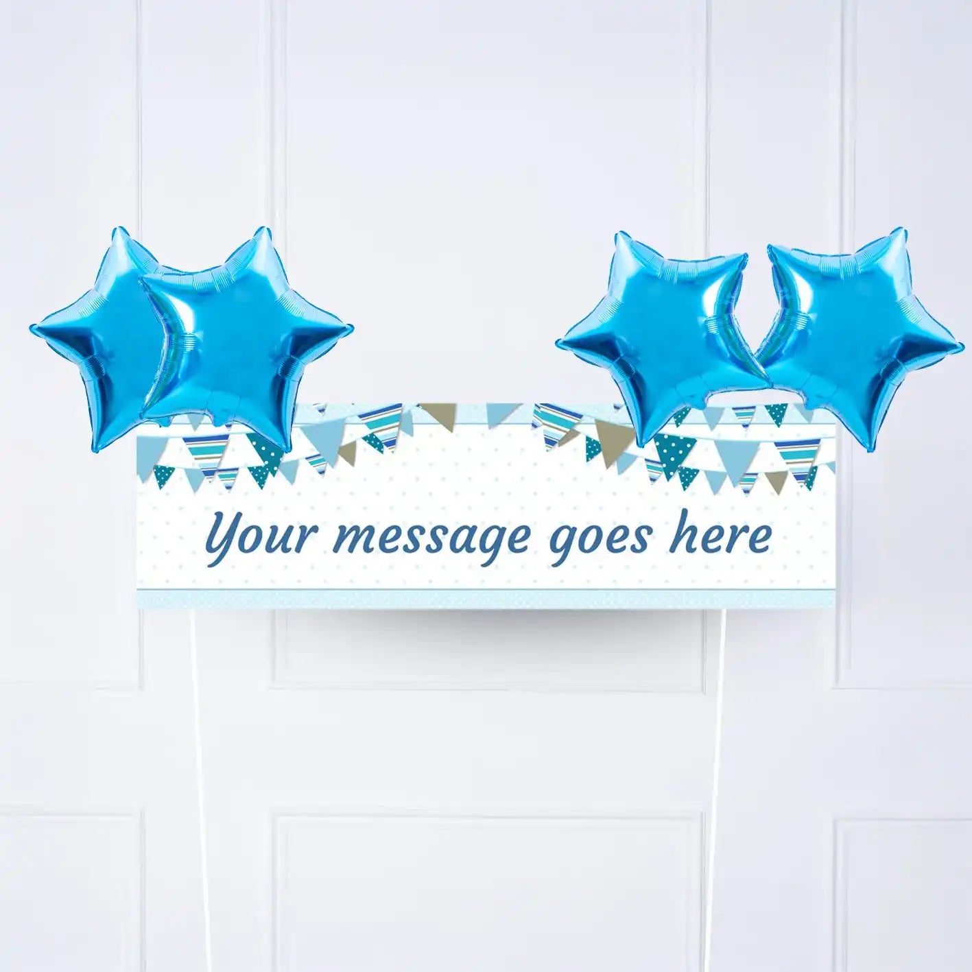 Blue Bunting Personalised Party Banner No 4 Balloons Personalised Banner