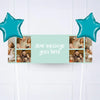 Coloured Collage Personalised Party Banner Blue 2 Balloons Personalised Banner