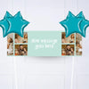 Coloured Collage Personalised Party Banner Blue 4 Balloons Personalised Banner