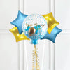 Personalised Bubble Balloon in a Box - Blue Gold Luxe 4 Extra Balloons Personalised Balloons