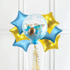 Personalised Bubble Balloon in a Box - Blue Gold Luxe 6 Extra Balloons Personalised Balloons