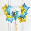 Personalised Bubble Balloon in a Box - Blue Gold Luxe 8 Extra Balloons Personalised Balloons