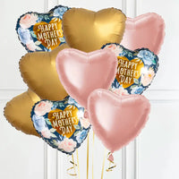 Mothers Day Gold/Rose Gold Bunch 9 (3 of Each) Personalised Balloons