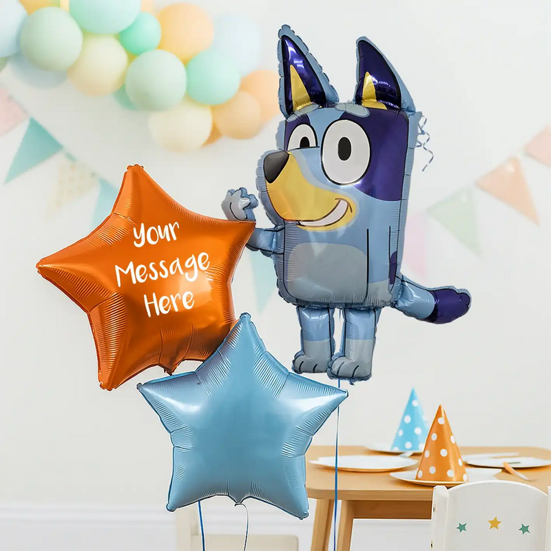 Personalised Inflated Balloon Bunch - Bluey Personalised Balloons