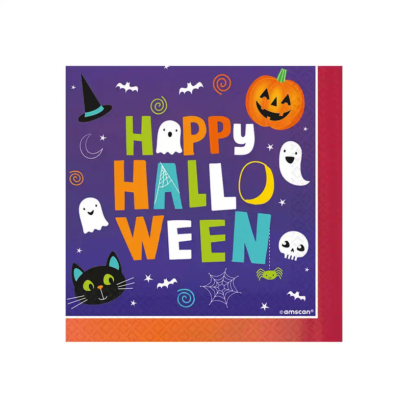 Cat & Pumpkin 'Happy Halloween' Napkins (x16) Halloween 2024