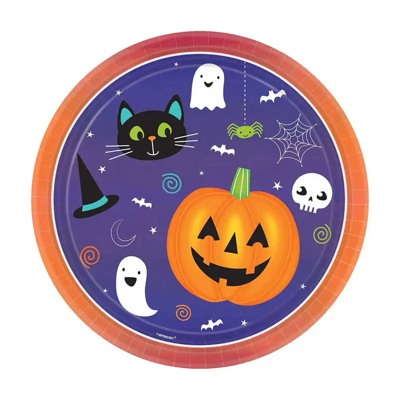 Cat & Pumpkin Paper Party Plates (x8) Halloween 2024