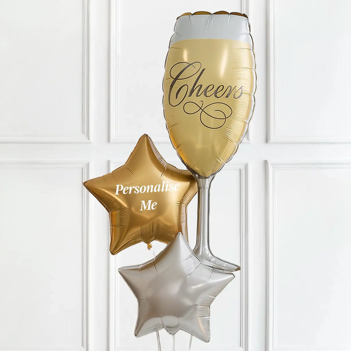 Personalised Inflated Balloon Bunch - Champagne Glass Personalised Balloons