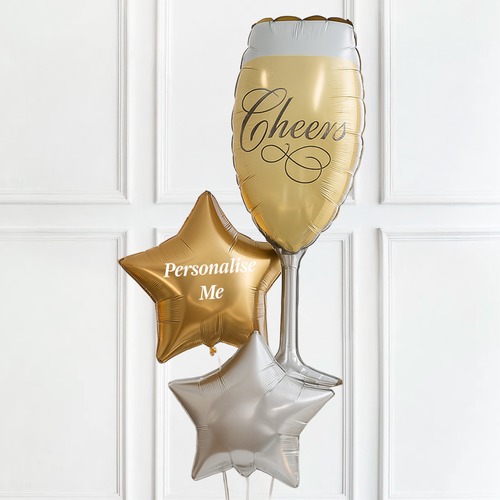Personalised Inflated Balloon Bunch - Champagne Glass Personalised Balloons