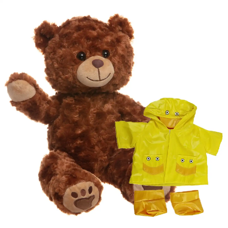 Make a Bear - Charlie Chestnut Brown Bear - Recordable Duck raincoat Make a Bear