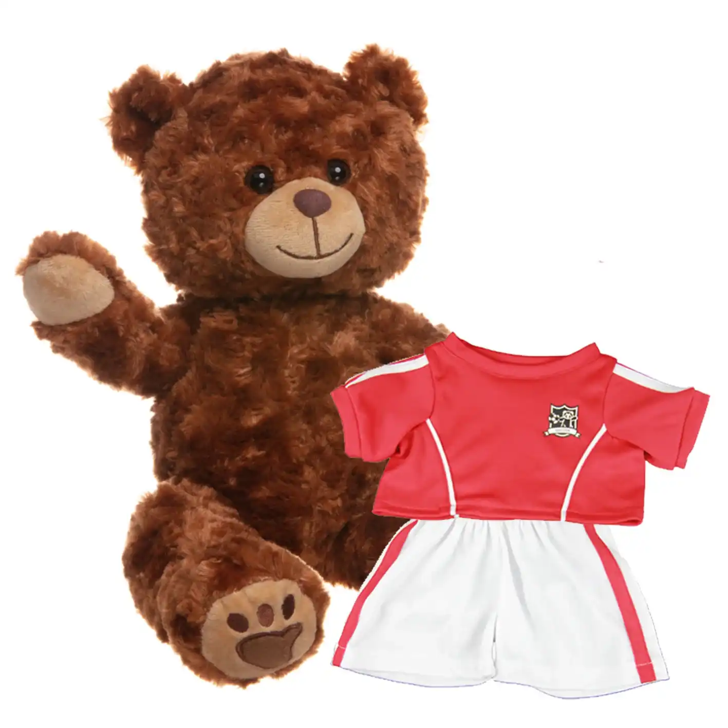 Make a Bear - Charlie Chestnut Brown Bear - Recordable Red Football Kit Make a Bear