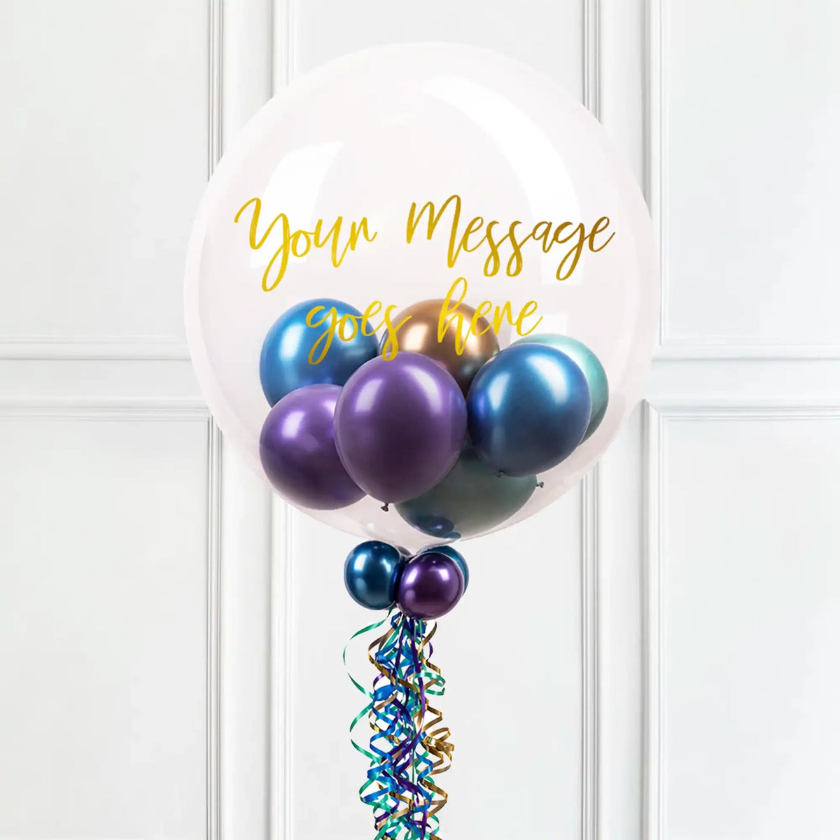 Personalised Bubble Balloon in a Box – Chrome Luxe Mini Balloons