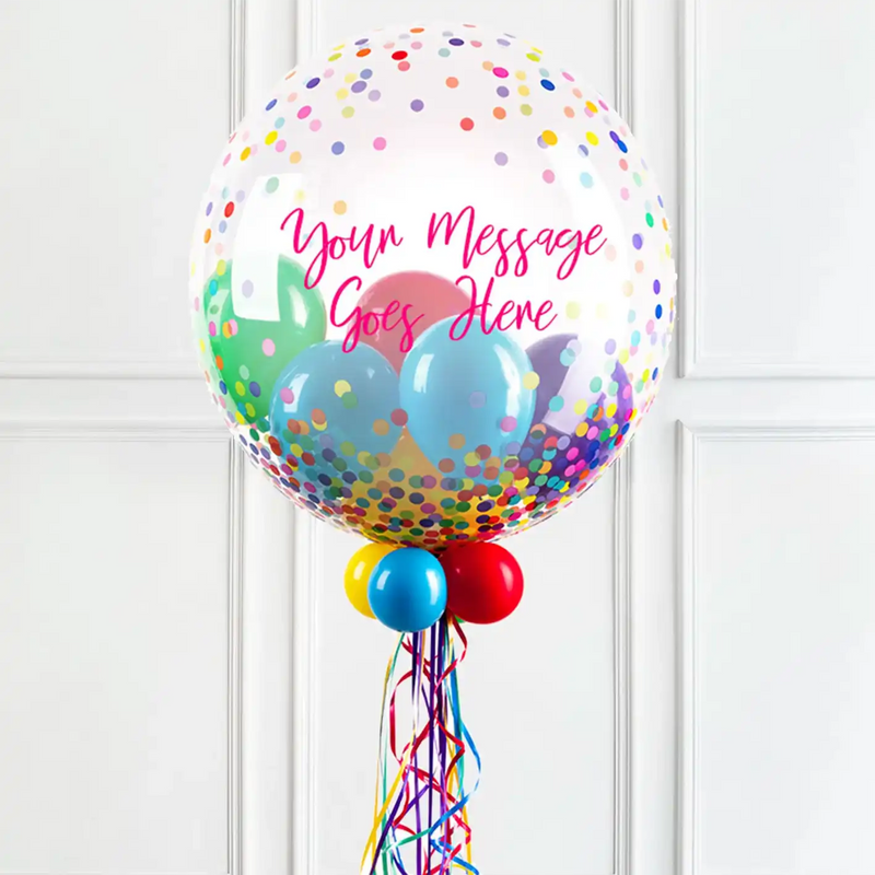 Personalised Bubble Balloon in a Box - Colourful Dots None Personalised Balloons