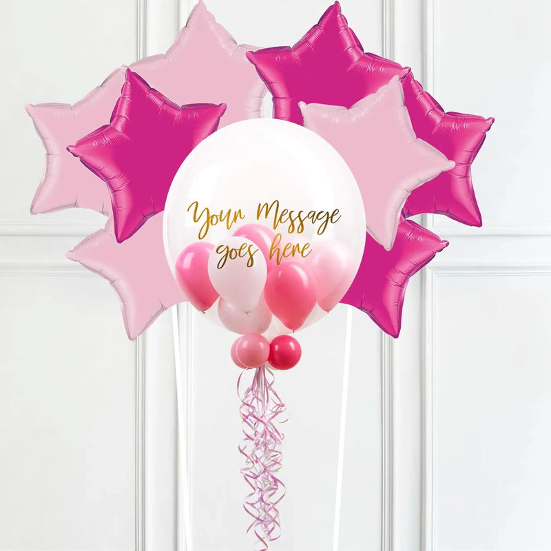 Personalised Bubble Balloon in a Box – Cotton Candy Mini Balloons 8 Extra Balloons Personalised Balloons