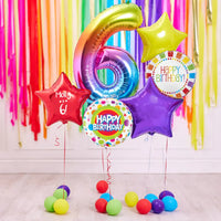 Deluxe Personalised Balloon Bunch - 6th Birthday Rainbow Personalised Balloons