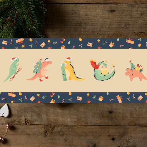 Personalised Table Runner - Festive Dino