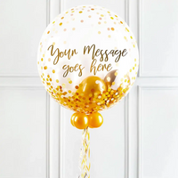 Personalised Bubble Balloon in a Box - Elegant Gold Dots None Personalised Balloons