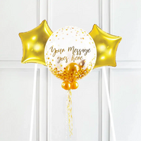 Personalised Bubble Balloon in a Box - Elegant Gold Dots 2 extra Balloons Personalised Balloons