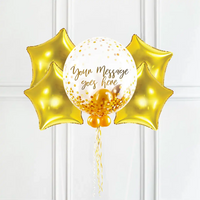 Personalised Bubble Balloon in a Box - Elegant Gold Dots 4 Extra Balloons Personalised Balloons