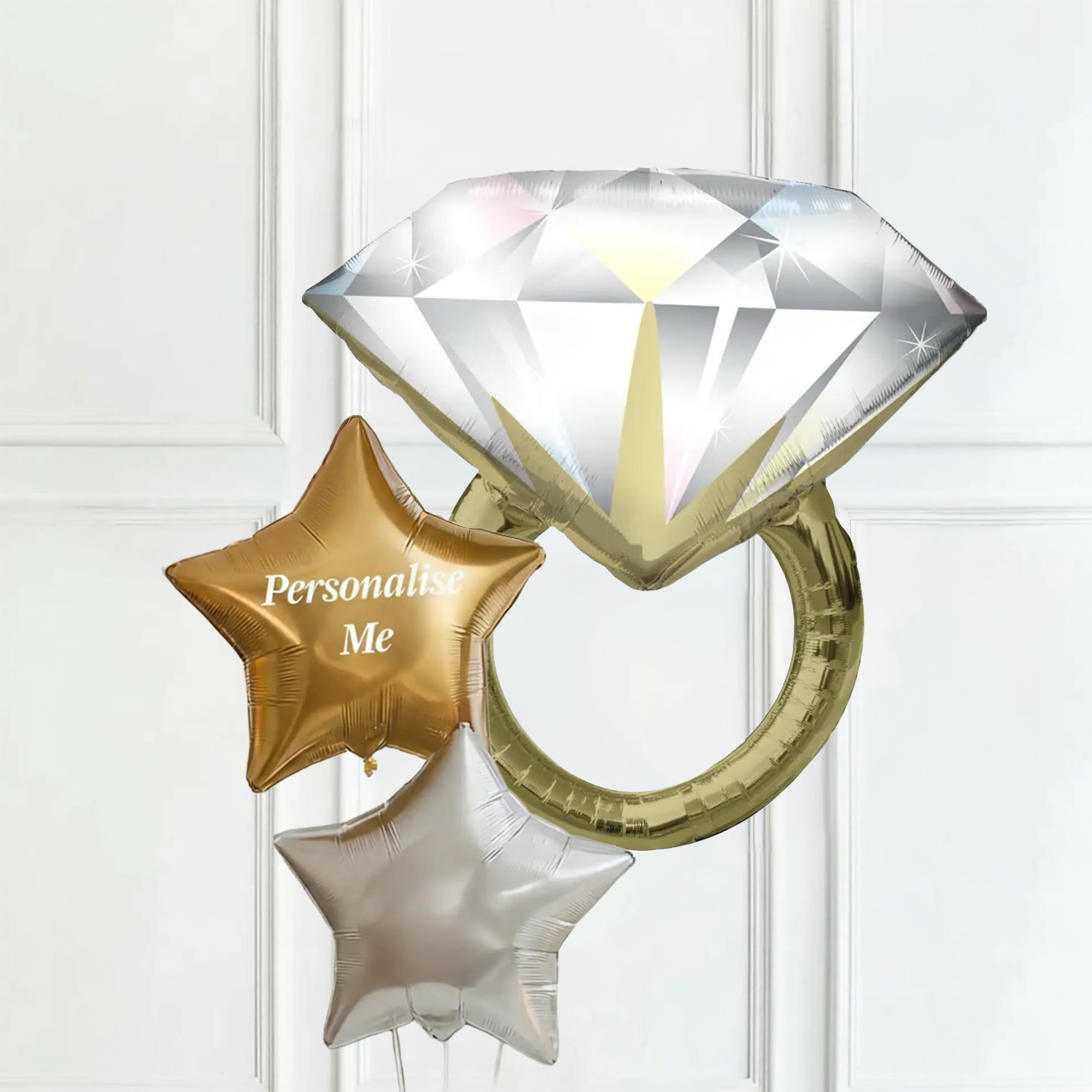 Personalised Inflated Balloon Bunch - Engagement Ring Personalised Balloons