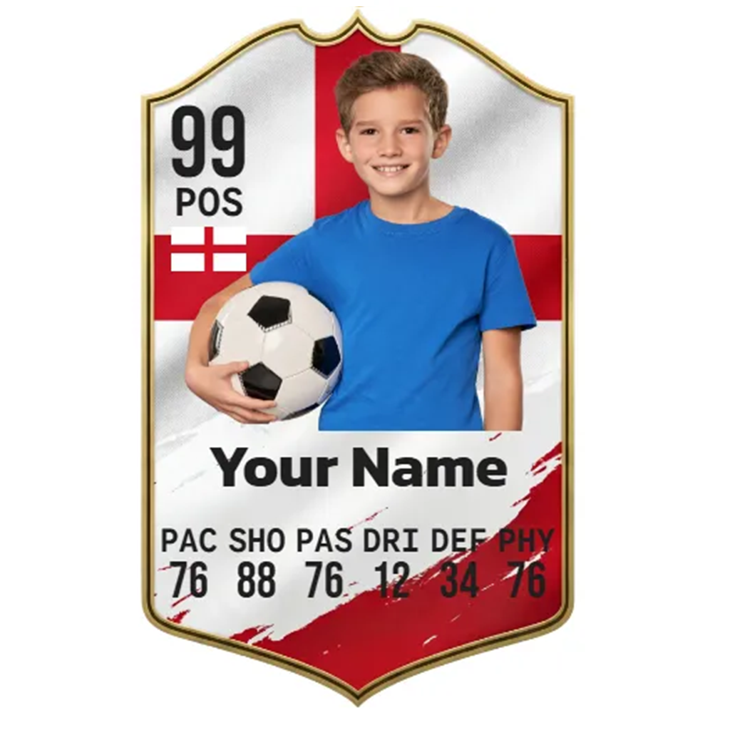 Personalised Football Player Card - Come on England! Monster Parties