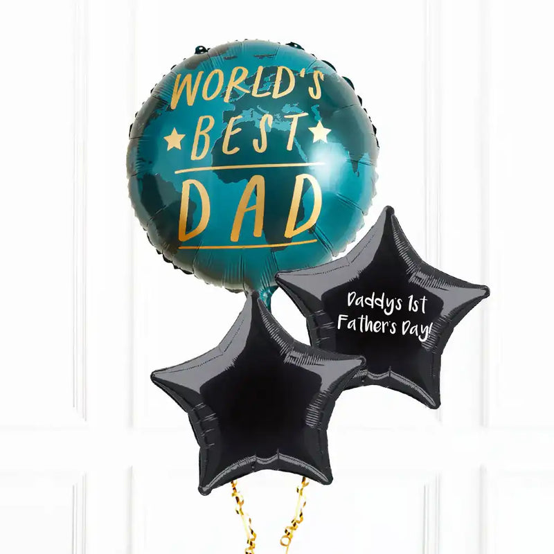 Personalised Inflated Balloon Bouquet - World's Best Dad Personalised Balloons