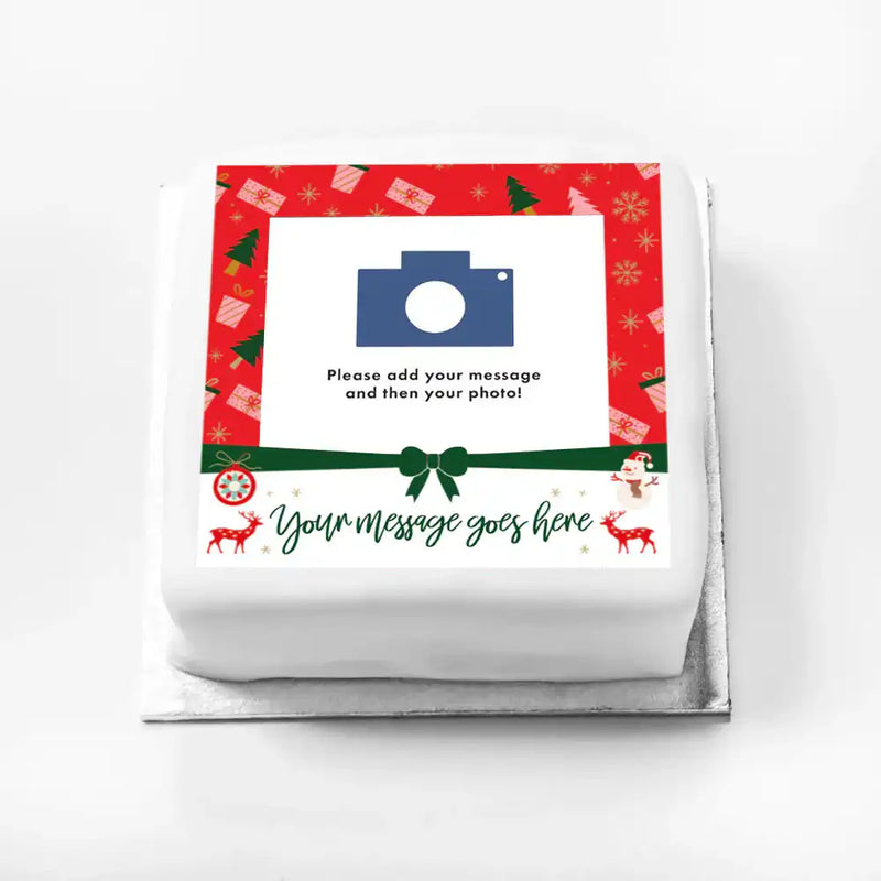 Personalised Photo Cake - Traditional Christmas Photo & Message Small (up to 6 small portions) Christmas 2024
