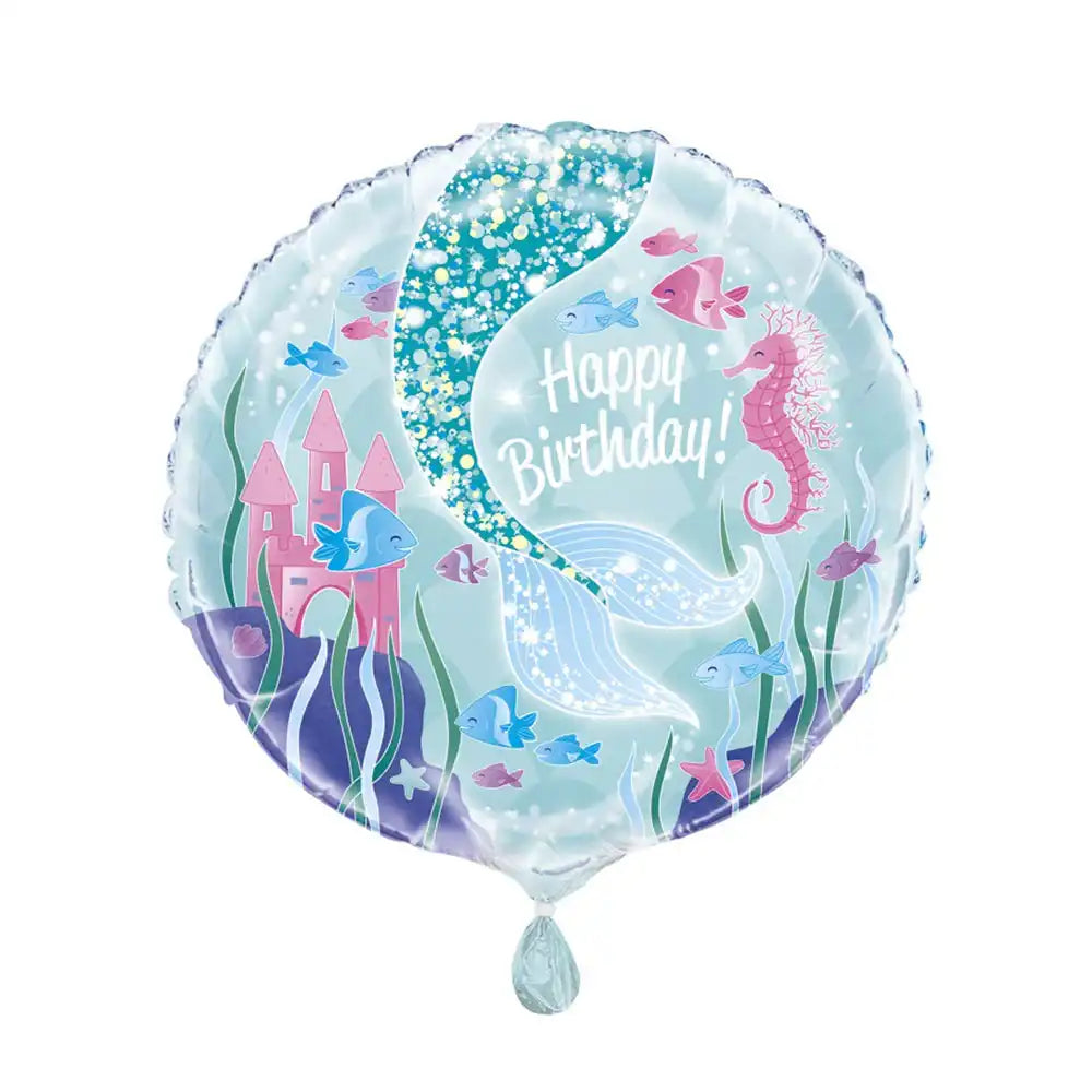 Glitter Mermaid Happy Birthday Foil Balloon Mermaid